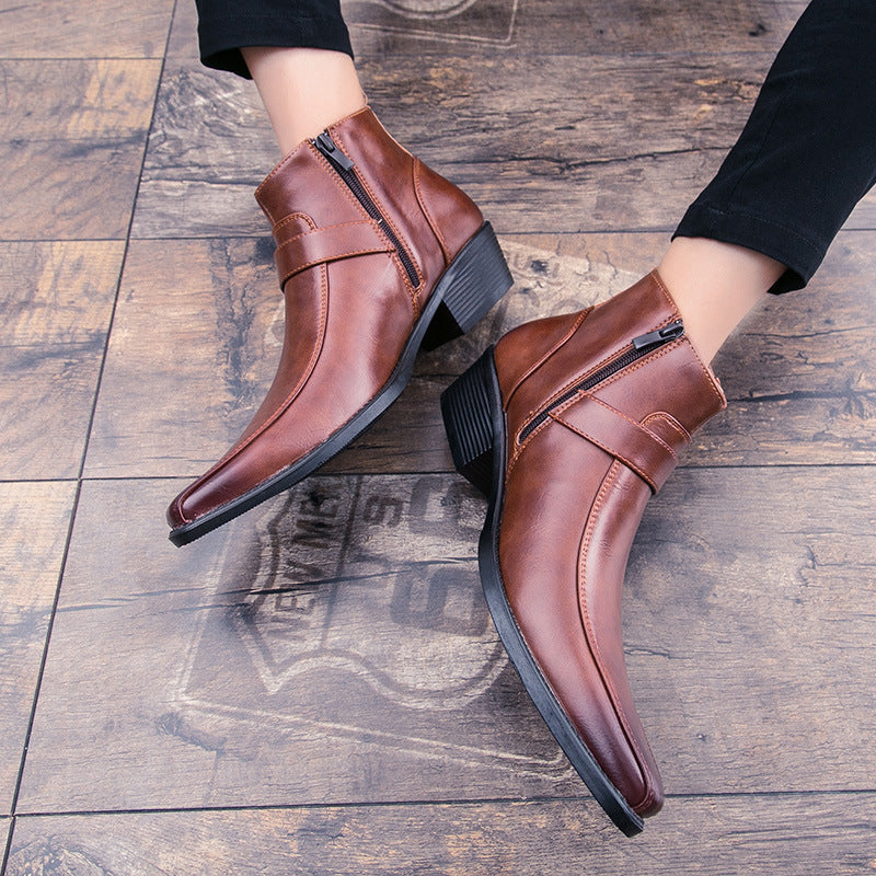 Martin Boots Men&amp;#039;s High-top Dress Shoes Business Pointed Leather Shoes Wedding Shoes Leather Boots Leather Mens Shoes