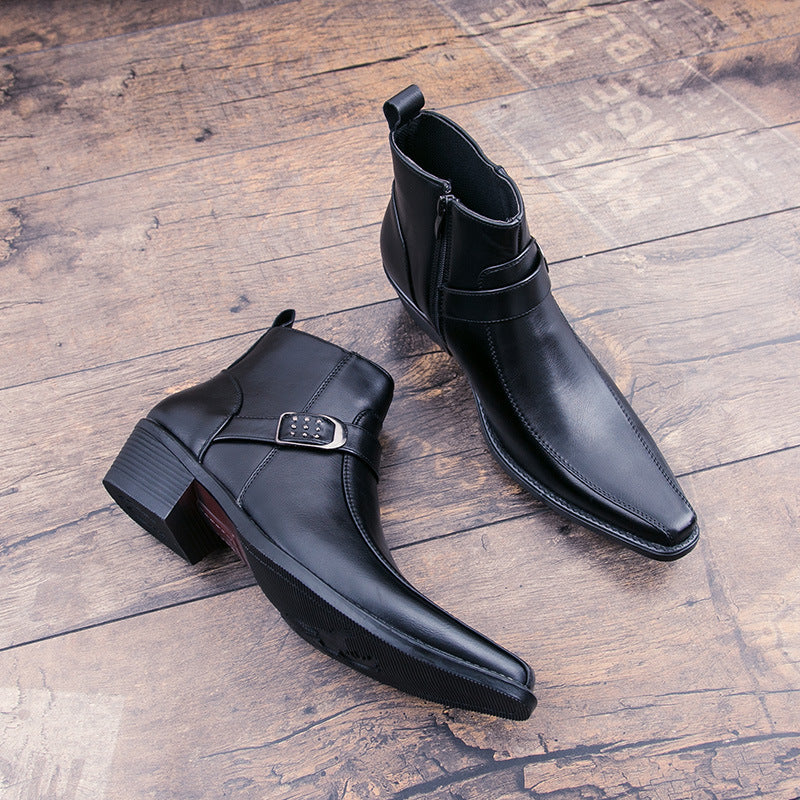 Martin Boots Men&amp;#039;s High-top Dress Shoes Business Pointed Leather Shoes Wedding Shoes Leather Boots Leather Mens Shoes