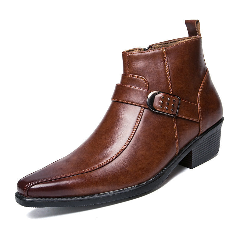 Martin Boots Men&amp;#039;s High-top Dress Shoes Business Pointed Leather Shoes Wedding Shoes Leather Boots Leather Mens Shoes