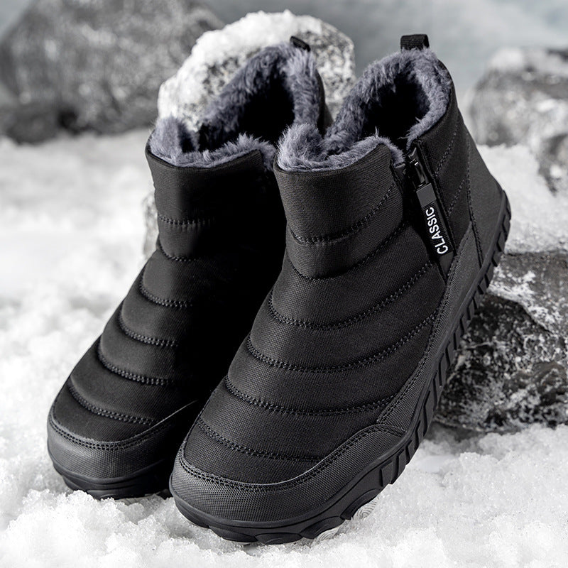 Snow Boots New Fleece-lined Thickened Warm Waterproof Non-slip Mid-help Outdoor Casual Men&#039;s Mountaineering Cotton Shoes