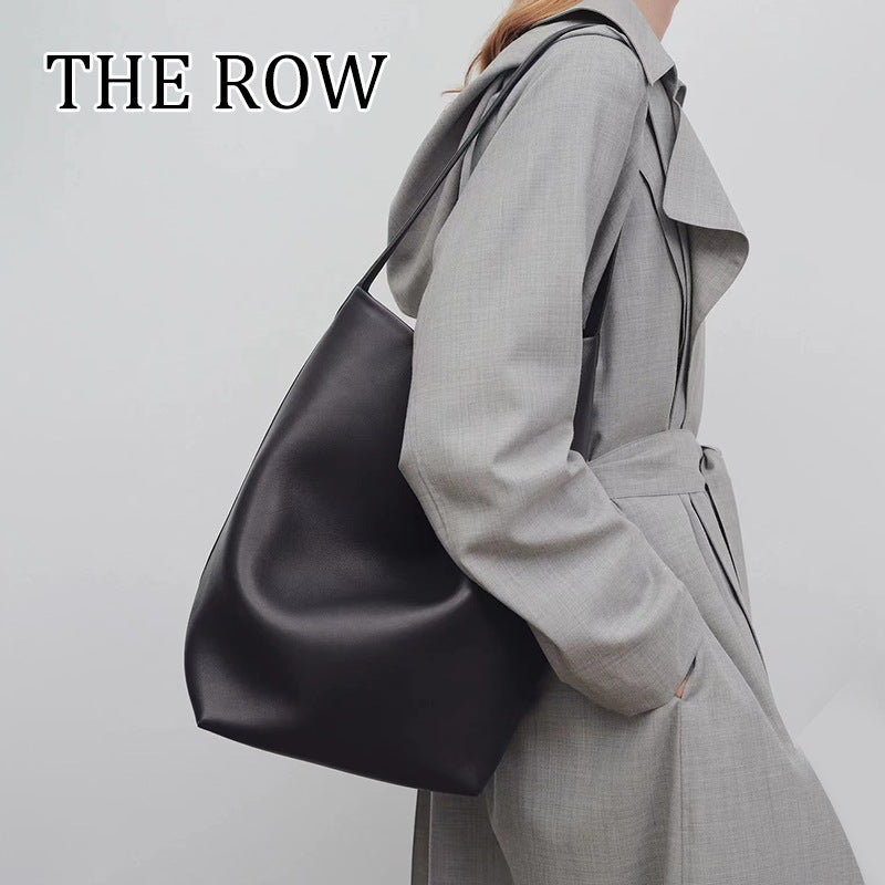 The Row Bucket Bag Genuine Leather Large Capacity Tote Bag European And American Fashion Shoulder Casual Women&#039;s Bag