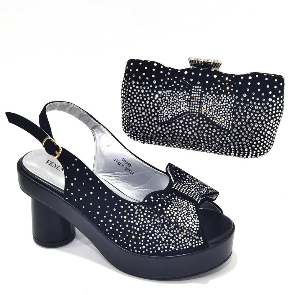 Order Spot Women&#039;s Back Empty Sandals Gradient Diamond Face With Shaped Clutch
