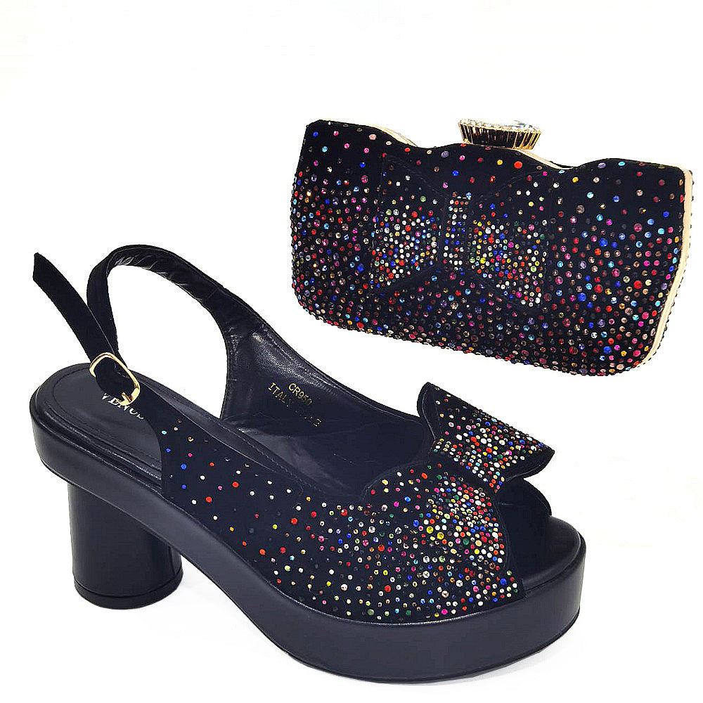 Order Spot Women&#039;s Back Empty Sandals Gradient Diamond Face With Shaped Clutch