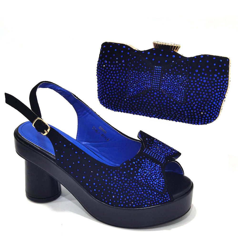 Order Spot Women&#039;s Back Empty Sandals Gradient Diamond Face With Shaped Clutch