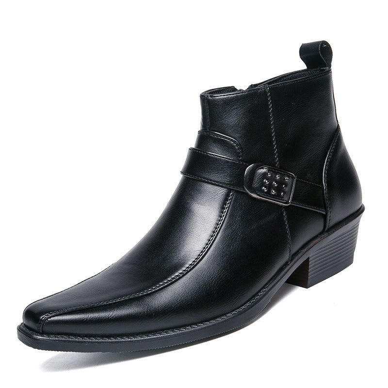 Martin Boots Men&amp;#039;s High-top Dress Shoes Business Pointed Leather Shoes Wedding Shoes Leather Boots Leather Mens Shoes