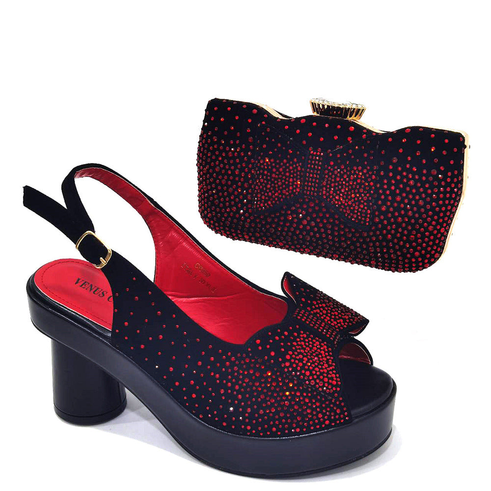 Order Spot Women&#039;s Back Empty Sandals Gradient Diamond Face With Shaped Clutch